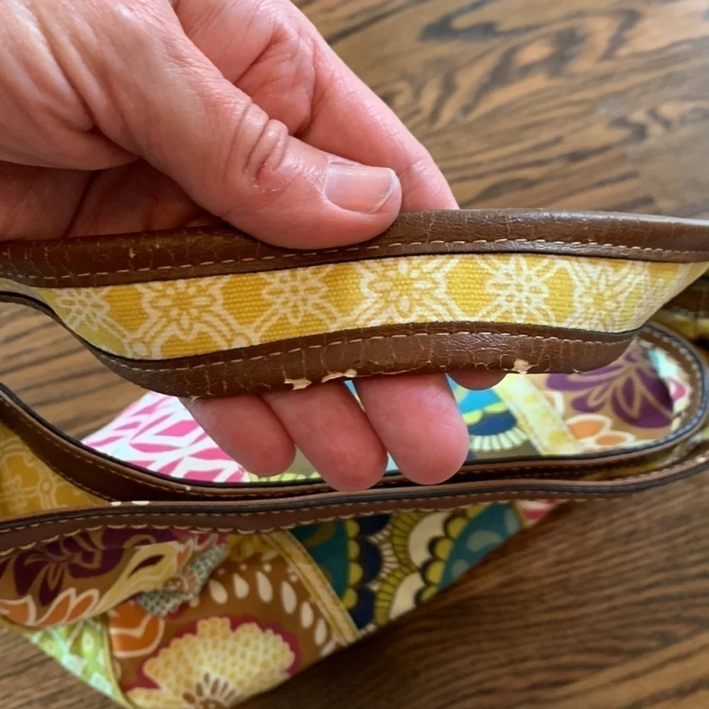 FOSSIL canvas and leather floral purse
